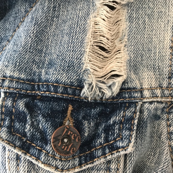 VTG Free Style Revolution Denim Distr jacket Sz L - Picture 6 of 7